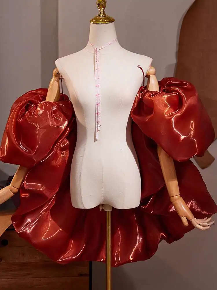 

Burgundy Handmade DIY Shawl 2025 New Model Host Evening Dress High-end Annual Meeting Accessories Exaggerated Runway