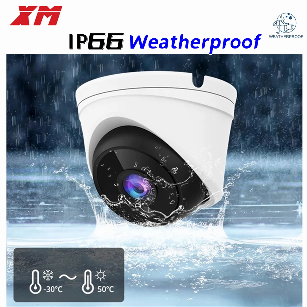 4K XM POE 8MP Audio IR Dome AI IP Camera Night Vision 85ft Support Humanoid detection and Weatherproof IP66 with One key reset