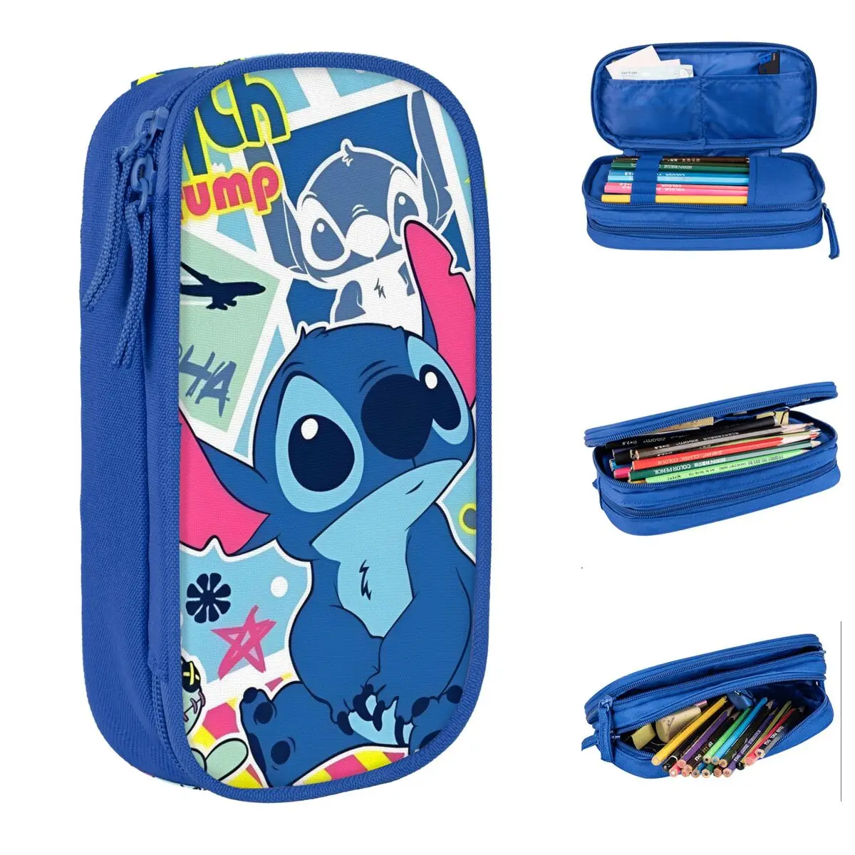 

Lovely Stitch Collages Pencil Case Cartoon Anime Pencilcases Pen Holder for Girls Boys Bag School Supplies Zipper Stationery