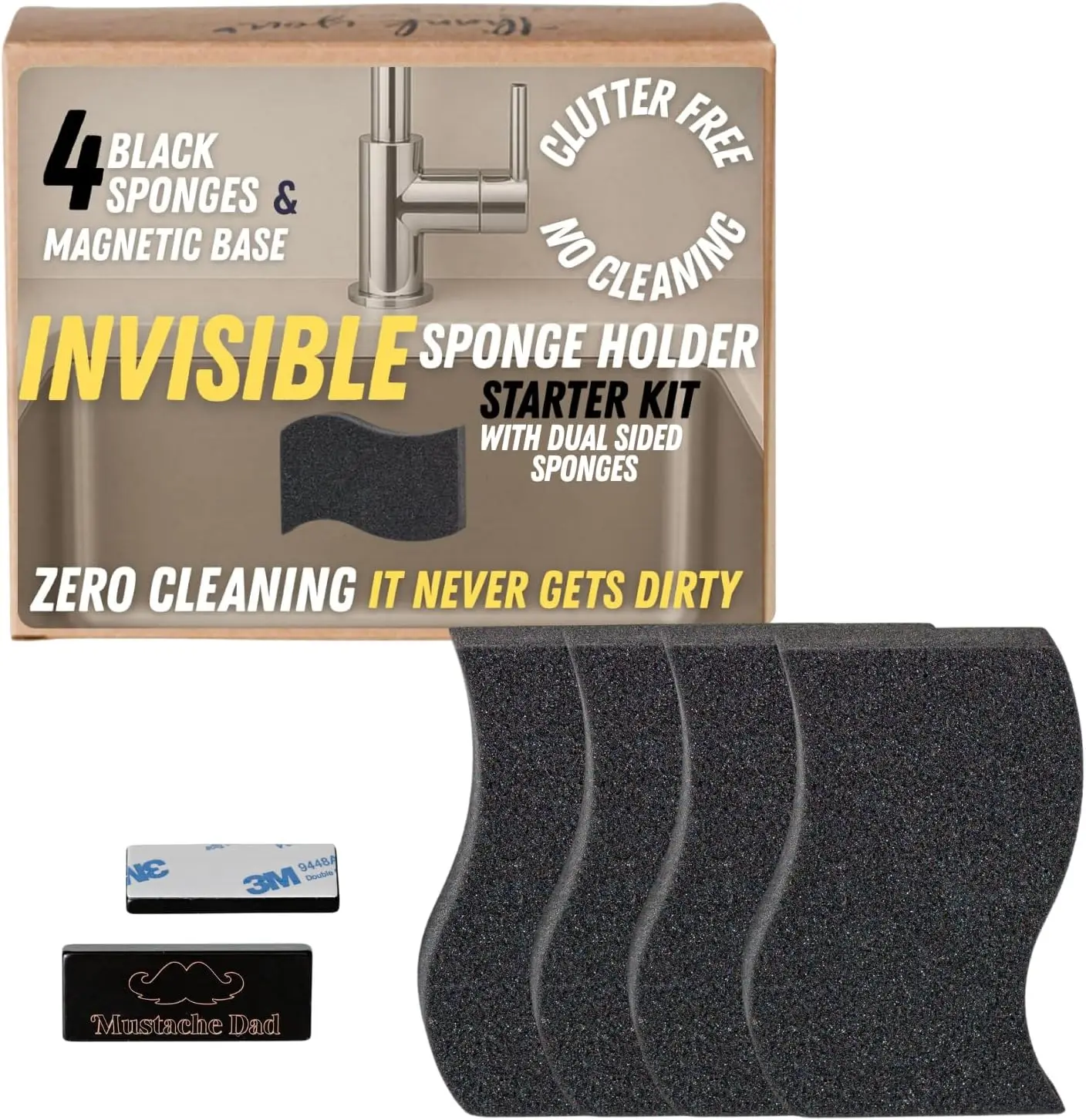 

Magnetic Sponge Holder for Sink – Rust-Proof, Clutter-Free Storage Solution