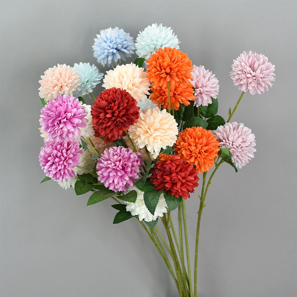 

5PC Artifical Chrysanthemum Flowers Silk Dandelion Ball Flower Hyacinth Flower Wedding Decor for Home Party Hotel Garden Decora