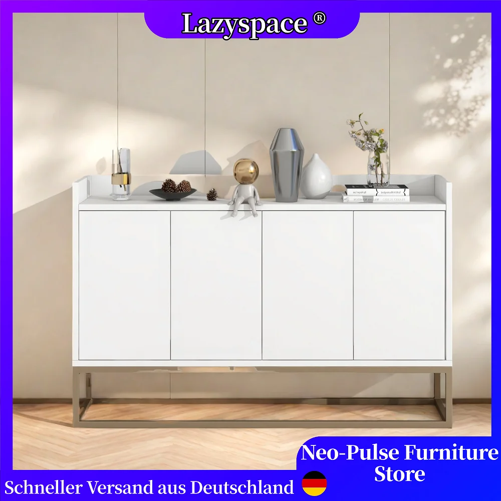 Lazyspace 4-Door Handless Buffet Cabinet,Minimalist Style Sideboard,Metal Leg Living Room Cabinets Cupboard,Home Furniture