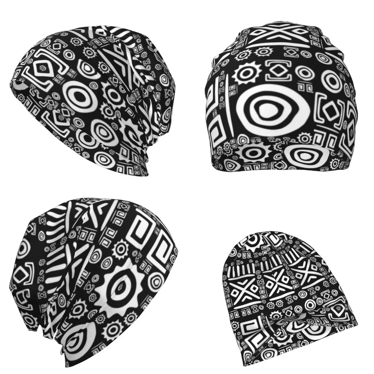 Ethnic African Pattern Warm Knitted Cap Fashion Bonnet Hat Autumn Winter Outdoor Beanies Hats for Unisex Adult