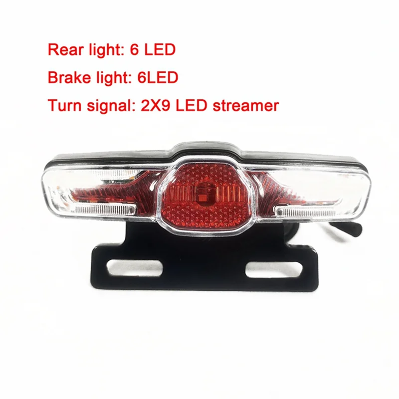 Electric Bicycle Tail Light with Turn Signal and Brake Light Compatible with 12-80V Brake Light for