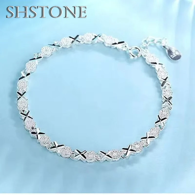 

SHSTONE High Quality 925 Sterling Silver Fashion Multiple Styles Bracelet For Women Fashion Wedding Party Beautiful Jewelry Gift