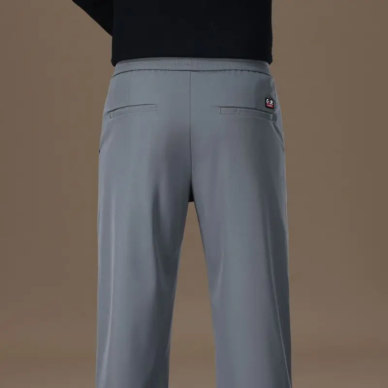 Men's Fleece Lined Thickened Warm Casual Pants Air Conditioning Long Trousers plus Size Men's Clothing Straight Leg Pants