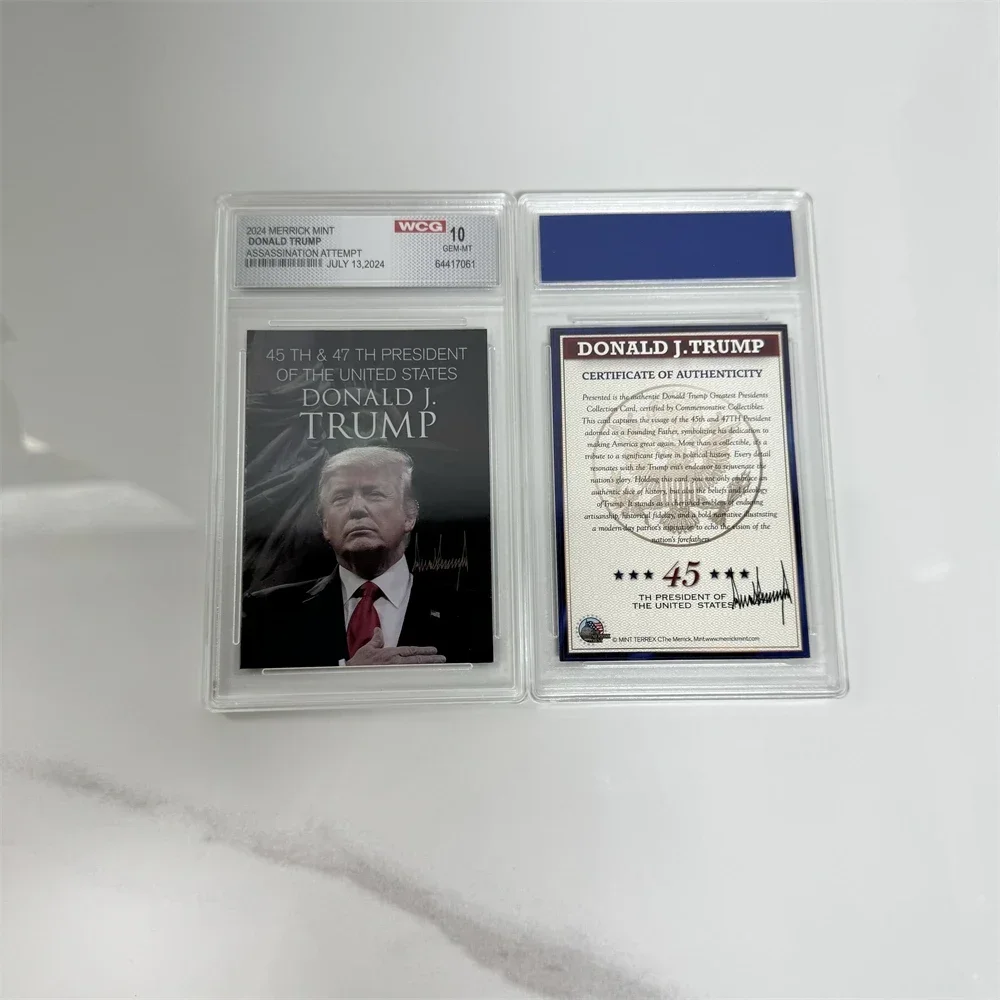 10pcs Trump 2024 trust Custom trading card portrait collections  greeting cards Save America souvenir card with plastic case