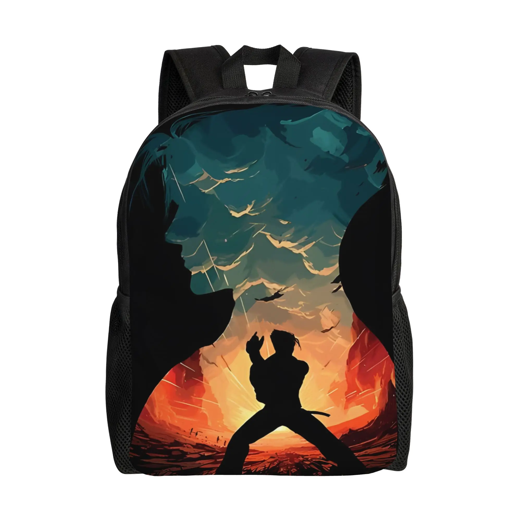 Mochila Bandai Jin King Of Iron Fist Negative Illusion, mochila escolar versátil, mochila retro lavable
