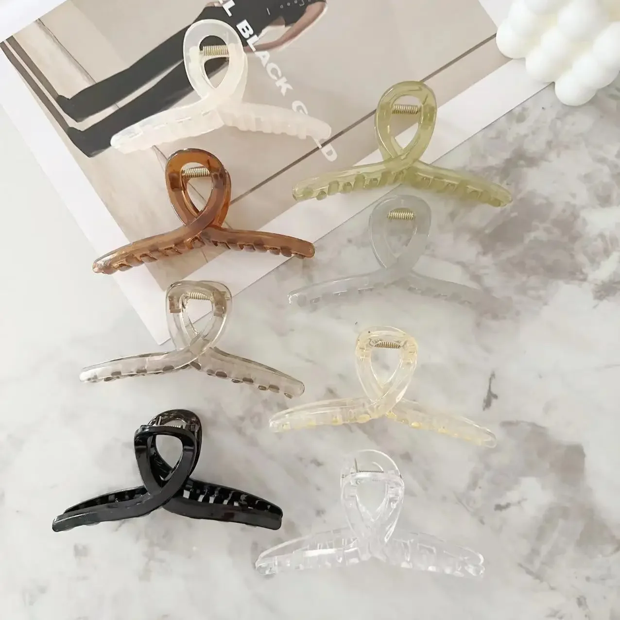 New Ladies Large Hair Clip 11CM Jelly Color Cross Clip Temperament Pan Hair Grabber Simple Cute Girl Shark Clip Headwear