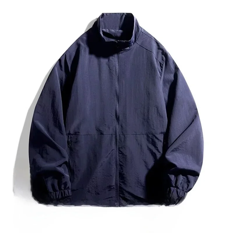 2026 New Men's Outdoor Polyester Fiber Casual Loose Large-Sized Jacket with Stand-Up Collar, Workwear-style Outdoor Jacket, Wind