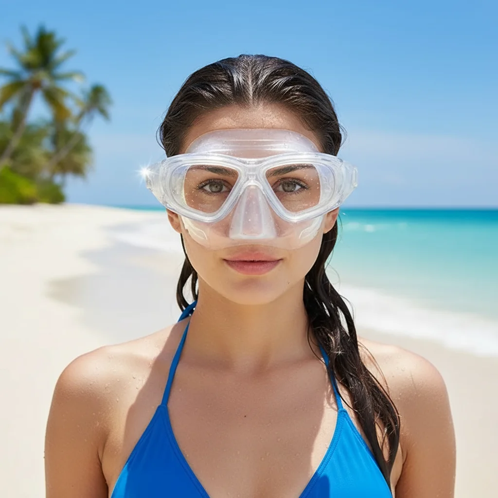 

Очки для плавания, очки, жидкая силиконовая маска для подводного плавания с крышкой для носа, противотуманный спрей, бесплатная маска для дайвинга, пластиковые линзы для ПК