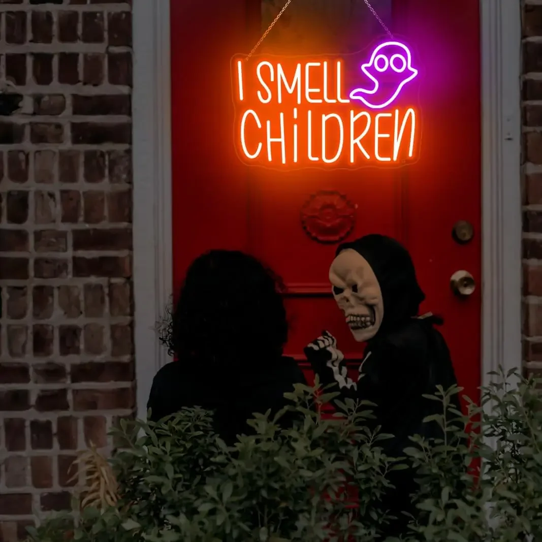 I Smell Children Neon Sign LED Neon Lights Sign for Halloween Decor Man Cave Home Decor Birthday Party Perfect Gift for Kids