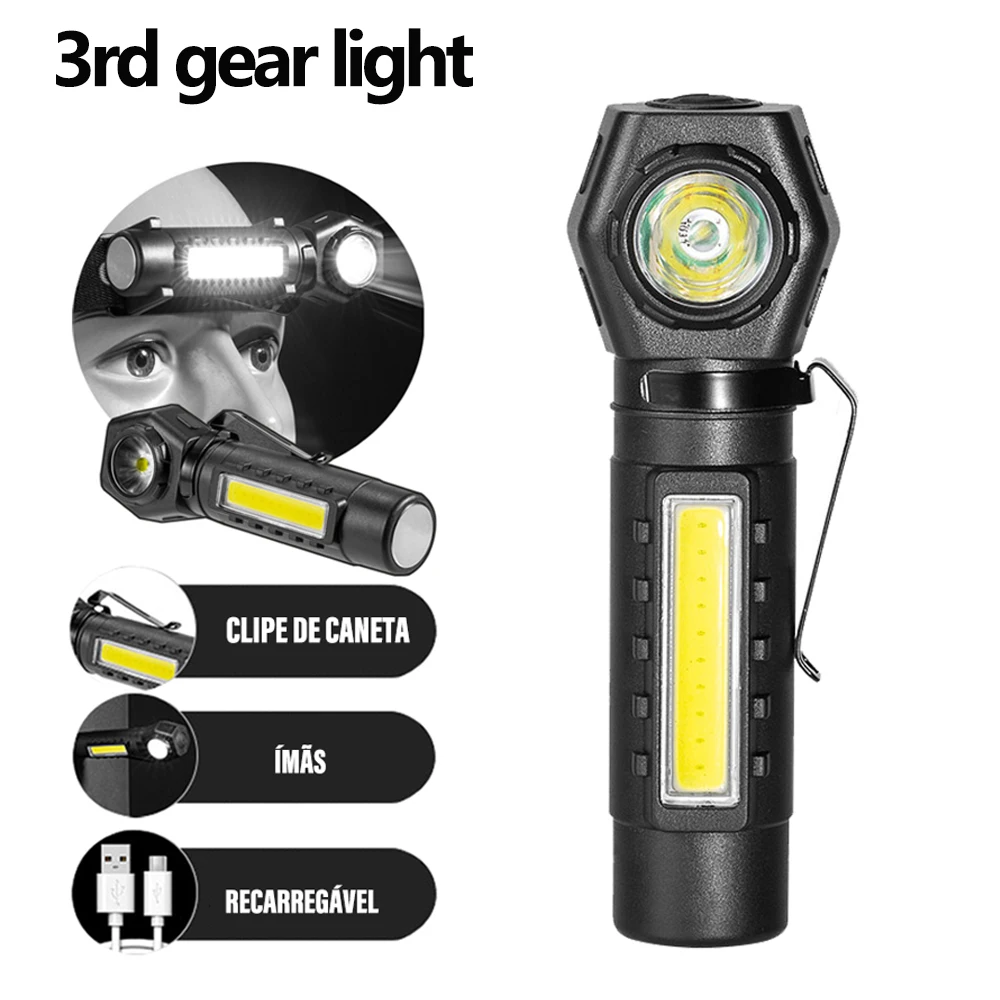 Outdoor headlights long endurance strong light LED rechargeable mounted ultra bright magnetic pen holder dual purpose flashlight