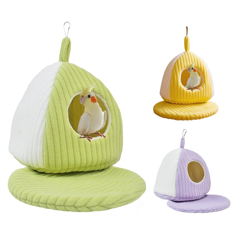 

Winter Warm Parrot Hanging Nest Thick Fleece Lined Cotton Bed with Pad Bird Cage Hammock for Small Pets Safe Comfort Design