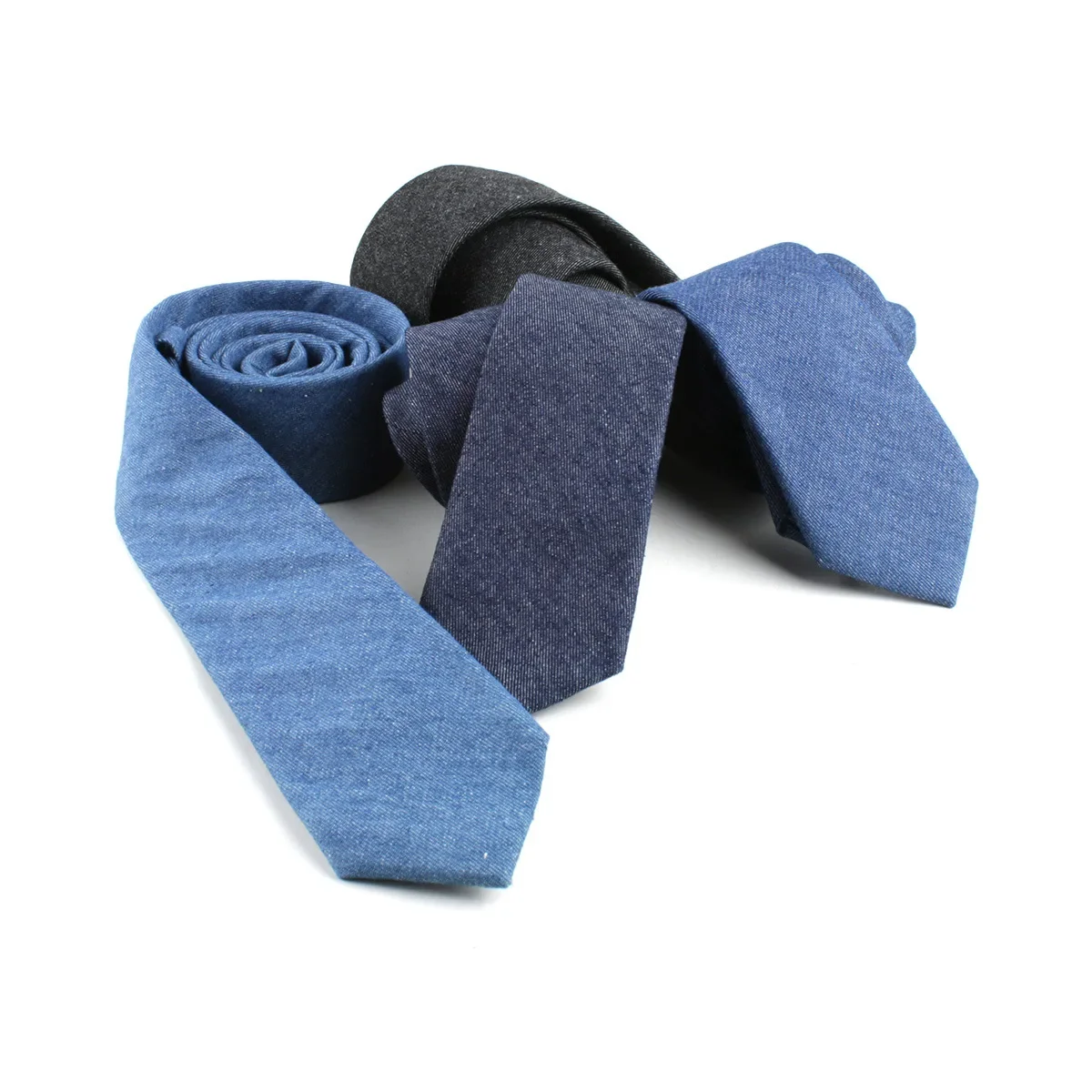 

Men's Blue Twill Cotton Tie Men's Denim Accessories Wedding Dress Tie Stock