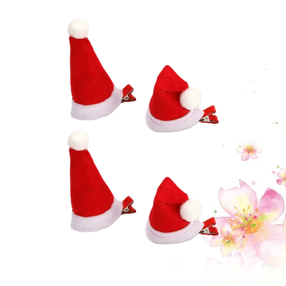 

2 Pairs Kids Hair Accessories for Girls Christmas Hat Hairpin Sweater Clips Child