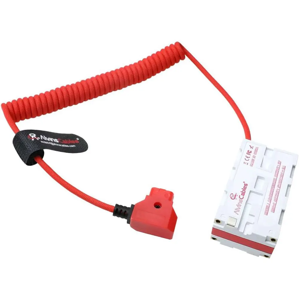 

Alvin's Cables Dual-Sided NP-F Dummy Battery to Red Dtap Braided Ultra Flexible Coiled Power Cable for Atomos Ninja V|Atomos Sho