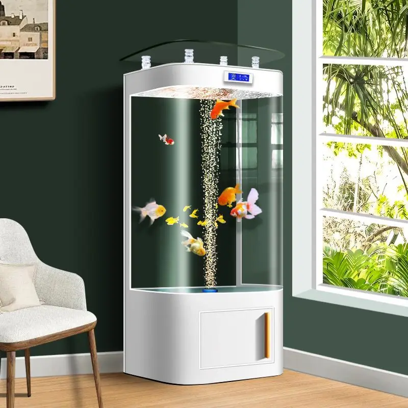 New vertical hot bending integrated goldfish tank intelligent filter aquarium tubeless bottom bubble goldfish tank
