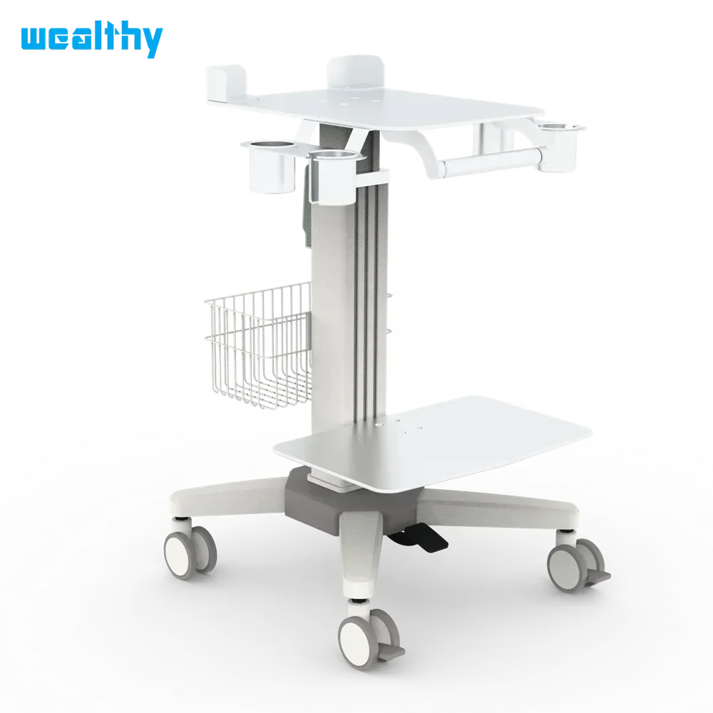 Ultrasound Trolley with two platform Ultrasound moveable cart Hospital trolley adjust height