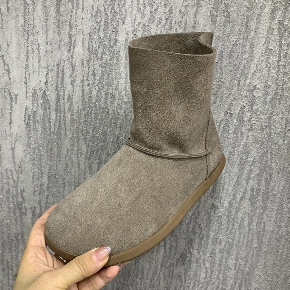 Fashion Leather Boots Autumn/Winter Snow Boots Warm Fur Ankel Boots Antislip Casual Flat Women Shoes Plush Boots Plus Size