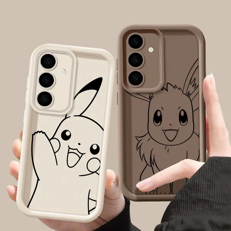 Line P-Pokemons Cartoon S26 Ultra Case For Samsung Galaxy S26 S25 S24 S22 S23 Ultra S21 Plus S20 S25 FE Camera Protection Cover