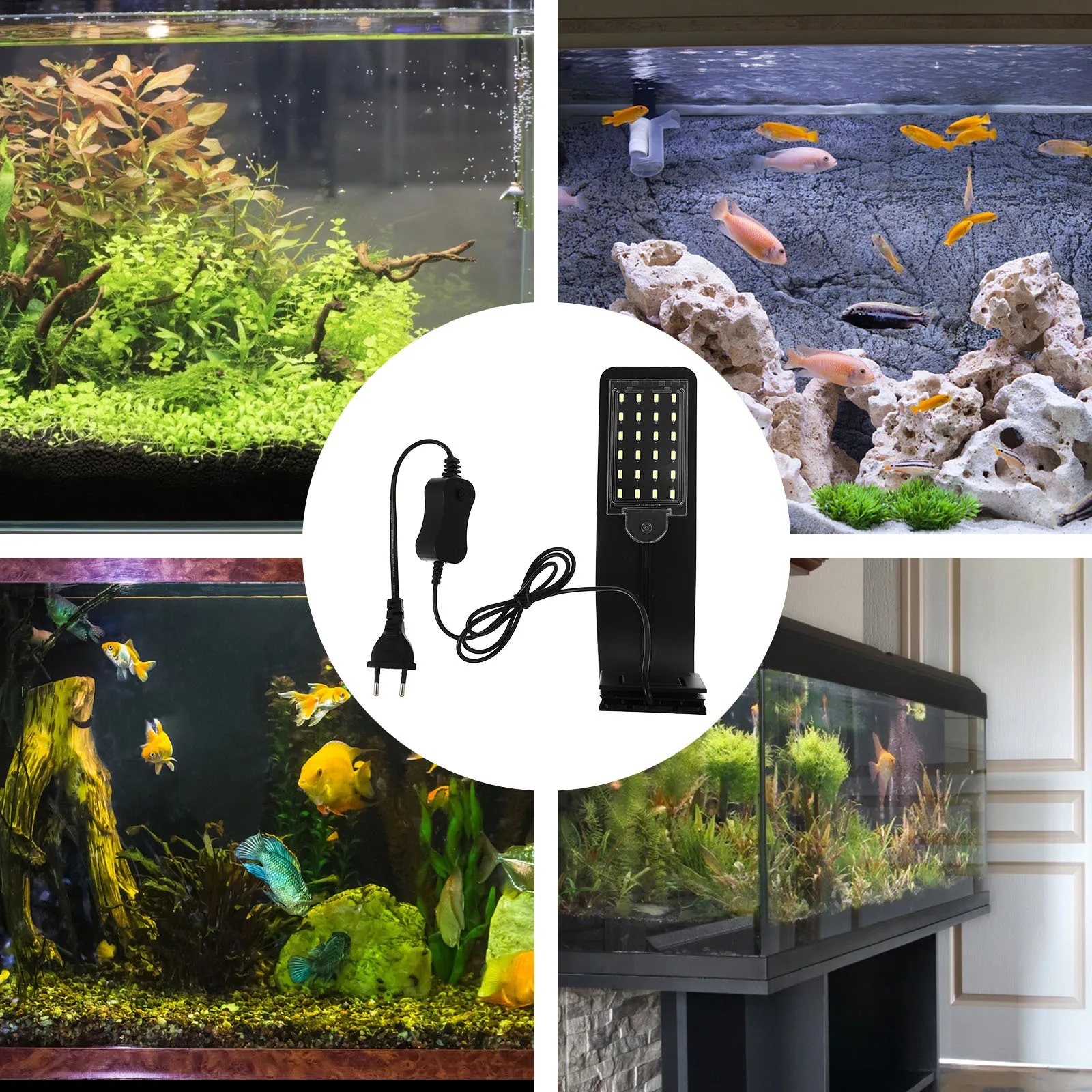 

Efficient LED Aquarium Light 12W Cool White Fish Tank Lamp Photosynthesis Boost Low Energy Consumption Aquarium Light