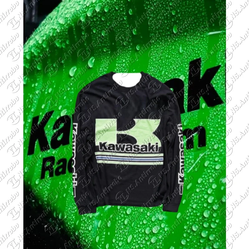 

Мужская футболка Kawasaki Motorcycle Racing Team с длинным рукавом, весенне-осенняя мужская футболка 2025 года, новый спортивный дышащий мужской топ