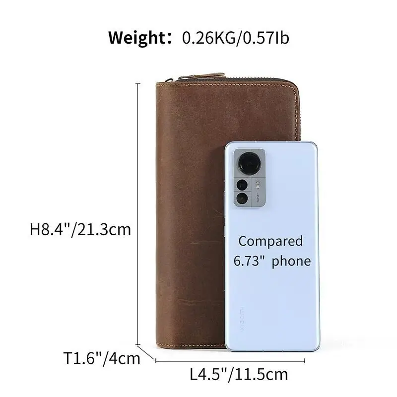 Handmade Cowhidehandbag Double Pull Chain Youth Leather Clutch Bag Texture Crazy Horse Leather Horizontal Casual Wallet Men