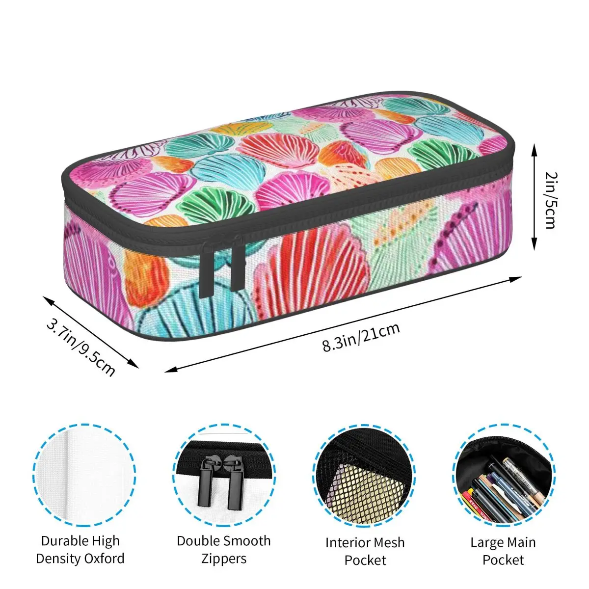 Purple Shell Pattern Pencil Case for Studen School Pen Box Pencil Bag Stationery Supplies Pen Holder Bag