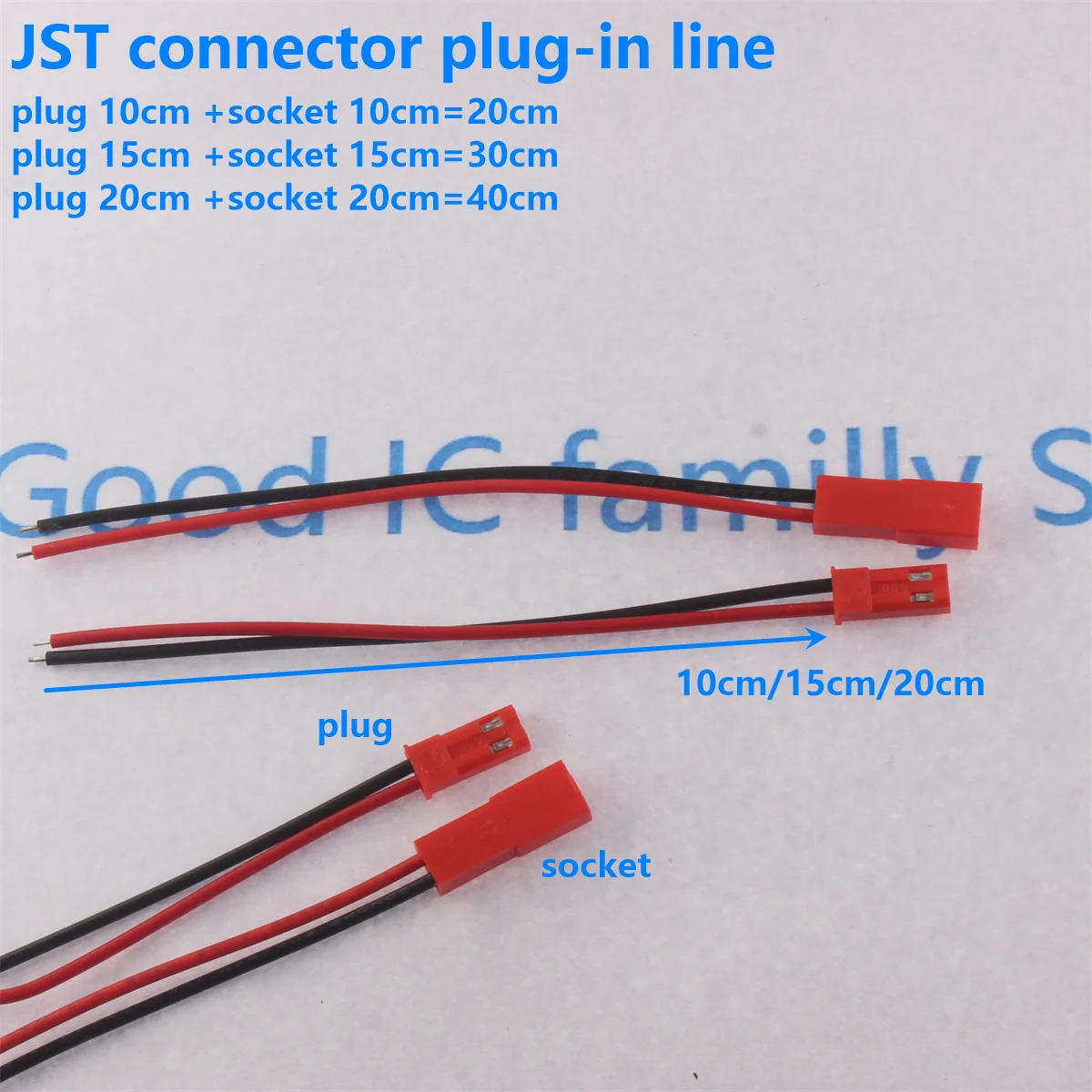10set 20/30/40/60cm JST Male Female Connector Plug Extension Wire Cable Harness for RC Model Car Aircraft JST 2-Pin Plug Parts
