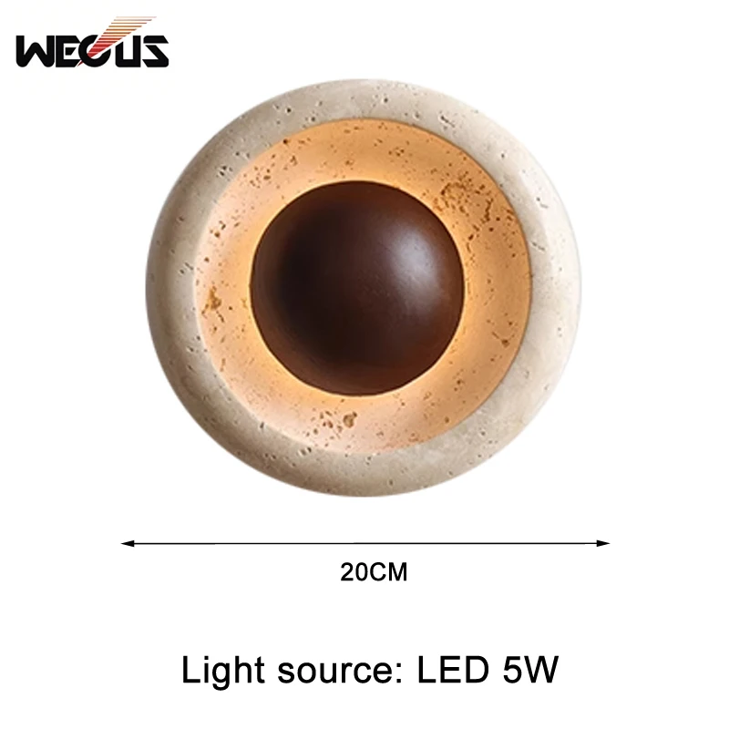 새로운 WabiSabi 벽 램프 크리 에이 티브 디자이너 노란색 Travertine 침실 머리맡 복도 입구 빈티지 거실 장식 조명