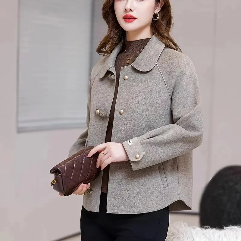 Autumn WinterNew Korean Fashion Woolen Coat Women Be All-Match Loose Double-Sided Cashmere Short Wool Coat Female Outerwear Tops