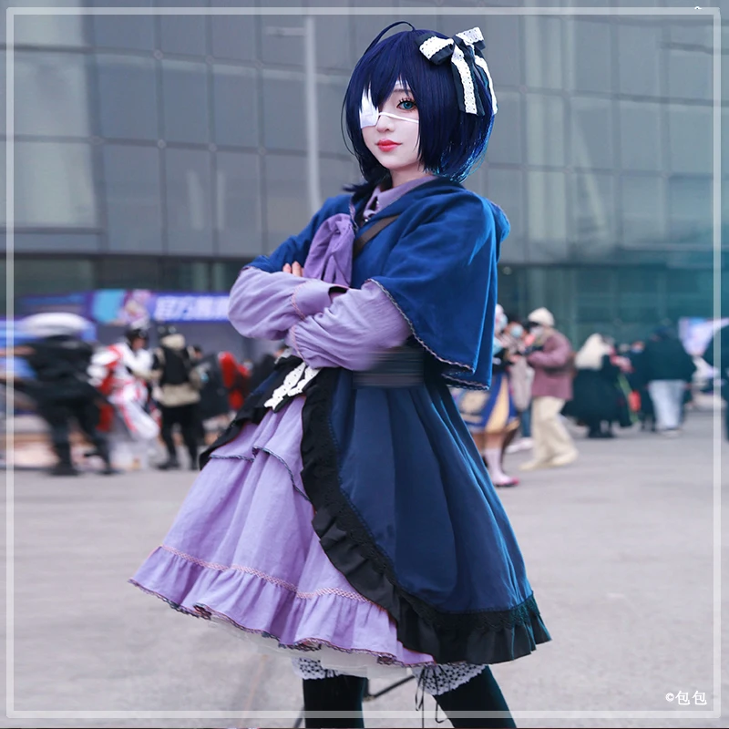 El Anime cos Takanashi Rikka Cosplay lindo acuario gótico Lolita con capa Chunibyo amor disfraz vestido C