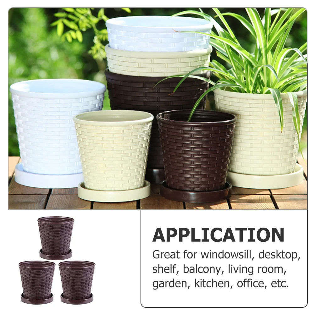 Decorative Succulent Container Household Flower Pot Artificial Vines Garden Brown Resin Plants