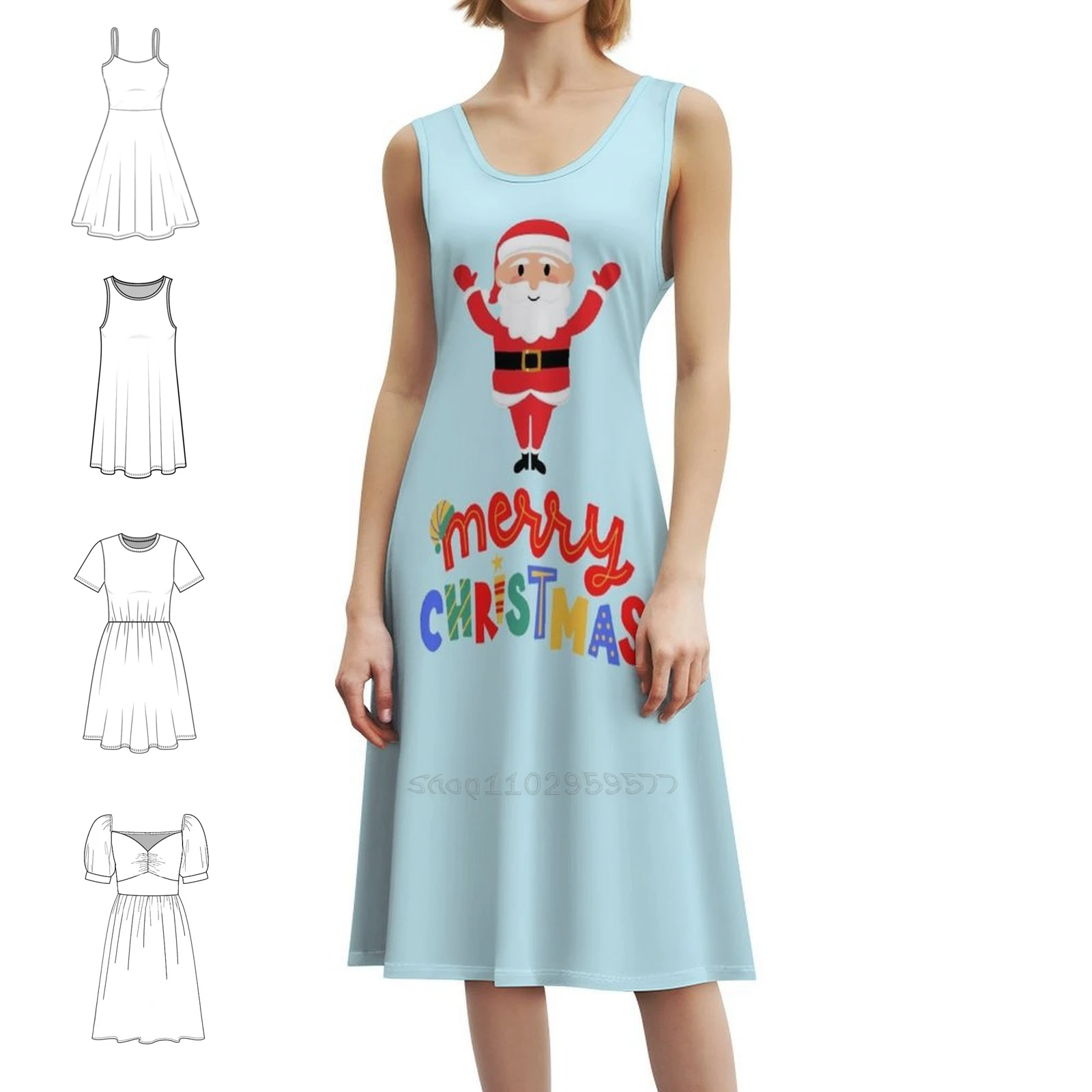 

С Рождеством Санта 2021, платье в корейском стиле для женщин, элегантное повседневное платье для вечеринки или повседневной носки, Merry Christmas Santa 2021