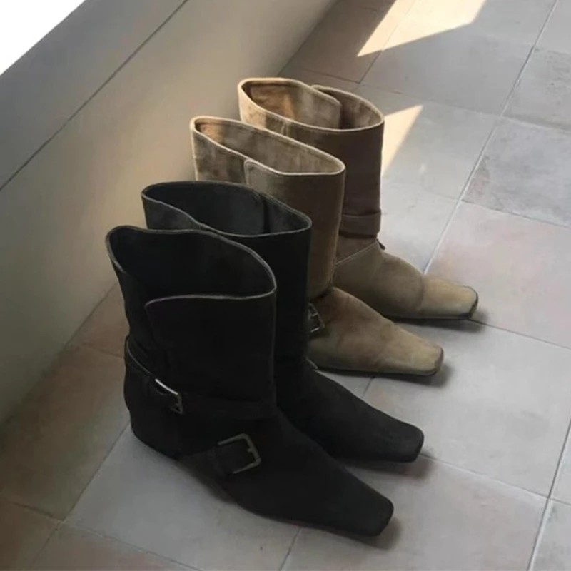 

Дизайнерские женские ботильоны на плоской подошве. Модная обувь на каблуке. Осень 2024. Новые ботинки «Челси». Туфли-лодочки. Трендовая пряжка. Goth Mujer De Zapatillas.