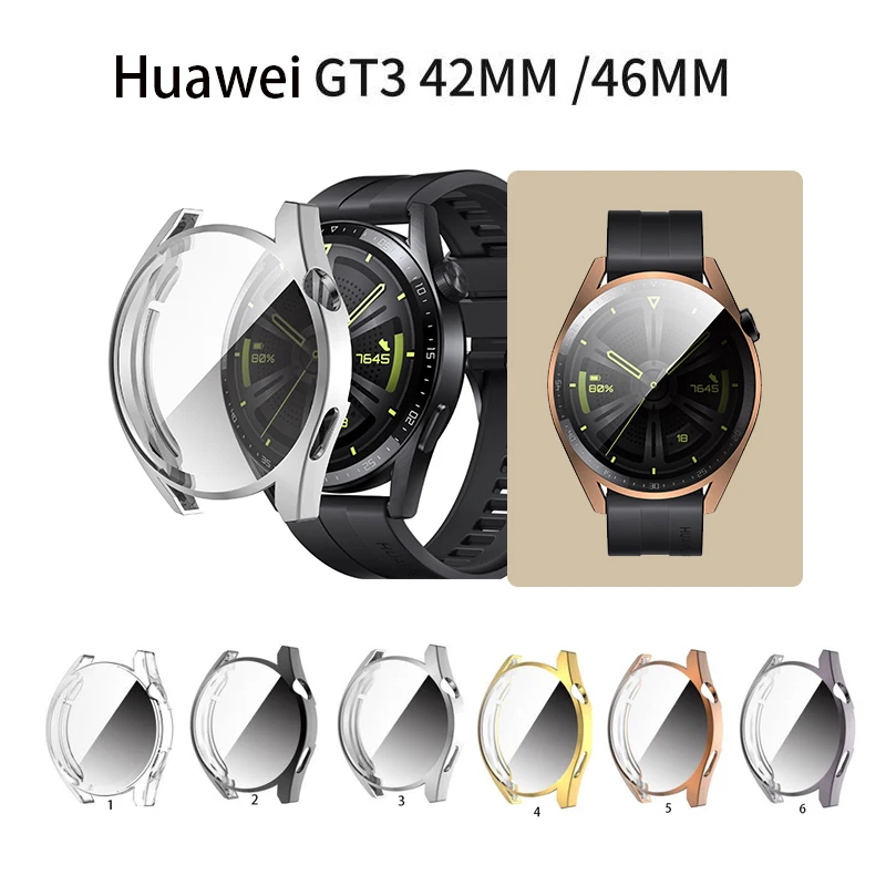 For Huawei Watch GT3 46mm 42mm TPU Electroplated Case Cover Protective Bumper Protector Accessories