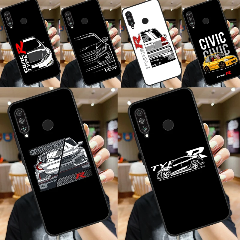 JDM Type R Civic Sport Car Cover For Huawei Nova 5T 9 10 SE 11i 8i 7i 3i Y61 Y91 Y60 Y70 Y90 P20 P40 Lite P30 Pro Case