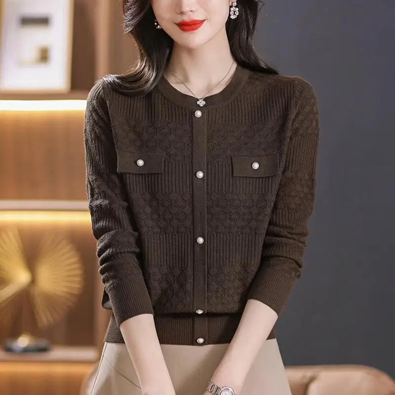 Elegant O-Neck Button Spliced All-match Blouses Women's Clothing 2024 Spring New Loose Casual Pullovers Tops Office Lady Shirts