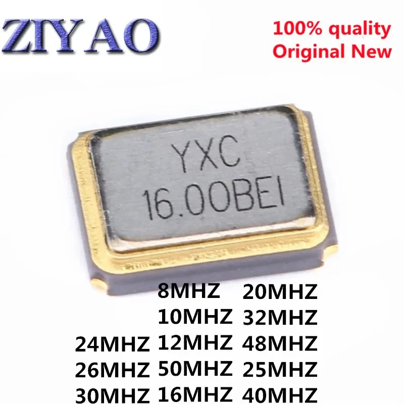 5pcs 3225 quartz crystal unit crystal 3.2*3.5mm 4p 8M 10/12M 13.56MHZ 14.7456 16/20MHZ 22.1184M 24/25/26MHZ 27.12 30 32 37.4MHZ