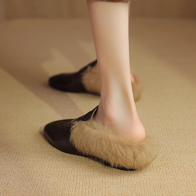 Real Leather Women's Snow Boots - Warm Plush Fur, Sizes 34-40