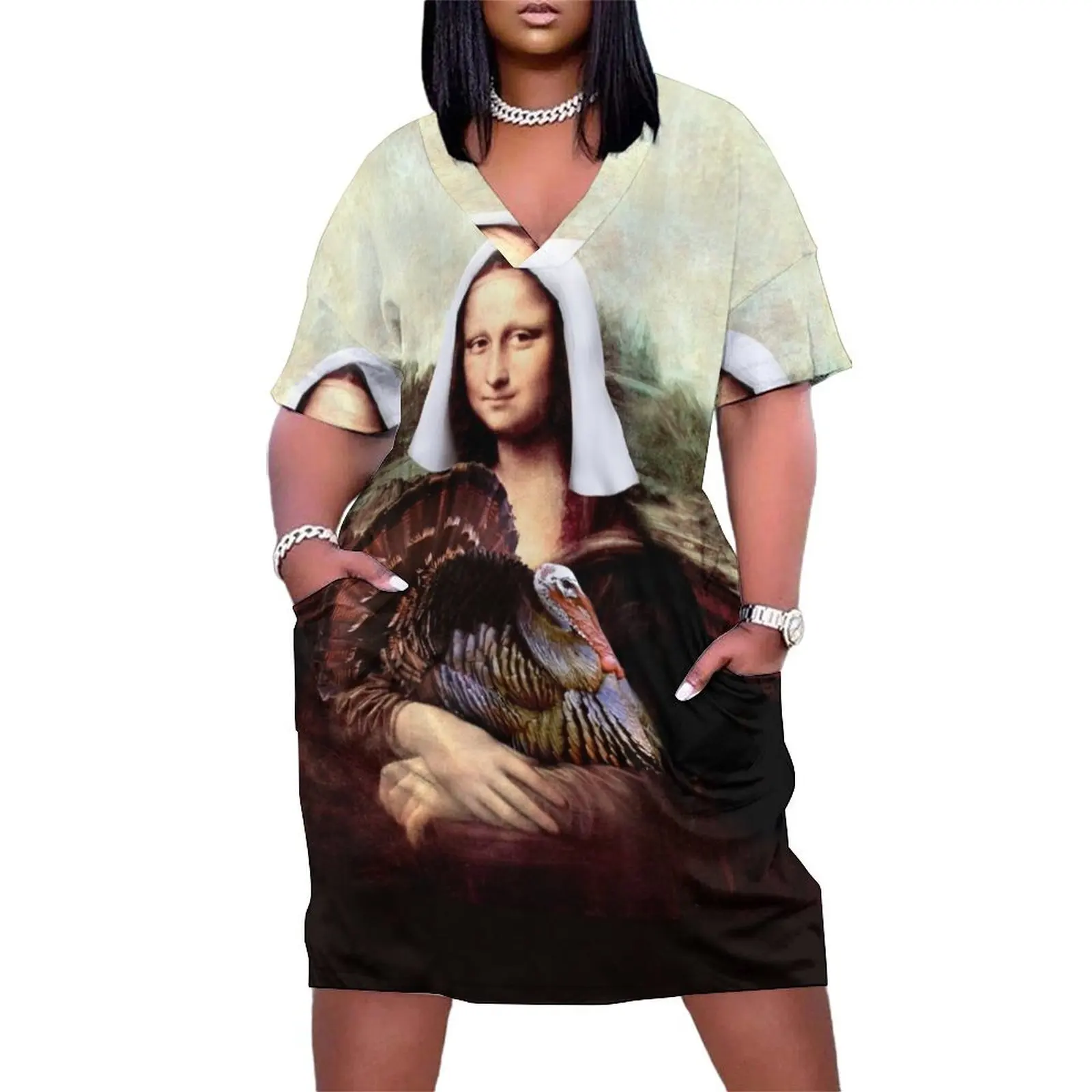 

Mona Lisa Thanksgiving Pilgrim Loose Pocket Dress women"s evening dresses beach dress