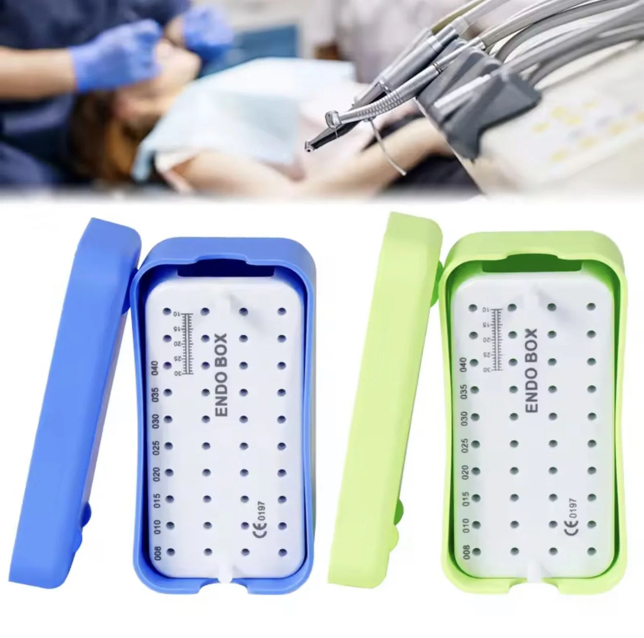 Dental Endo Box With Ruler 40 Holes Blocks Stand Dental Disinfection Endo Files Holder Autoclavable Sterilization Case 1Pcs