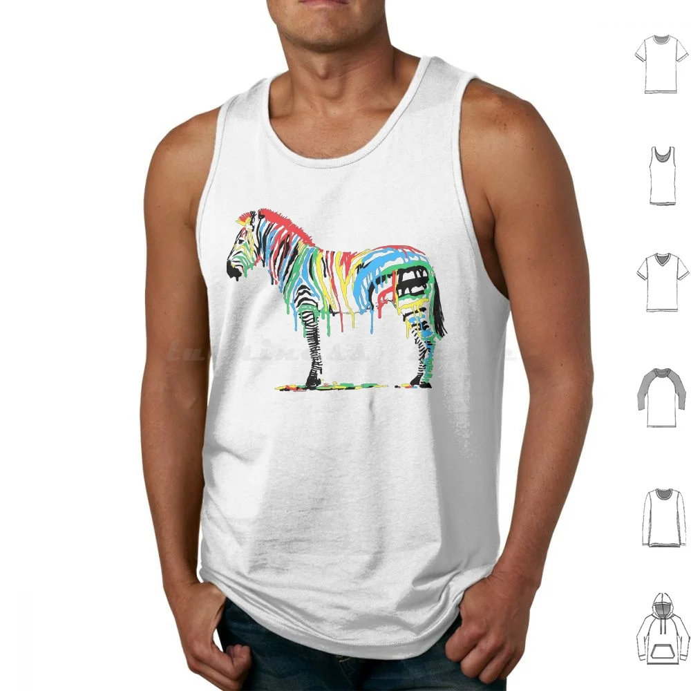 Fresh Paint Tank Tops Vest Sleeveless Colors Colorful Stripes Red Blue Green Yellow Dripping Paint Color Animals Bold