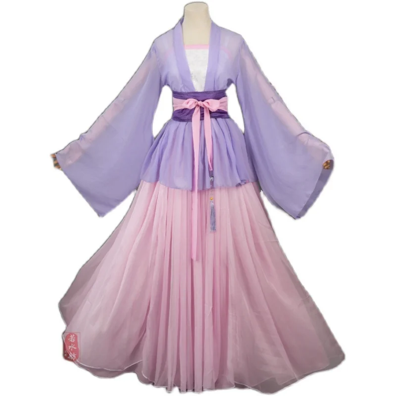 Anime Mo Dao Zu Shi Childhood Jiang YanLi Cosplay Costume Chinese Hanfu Purple Dress Women Girl Tang Suit Set Props