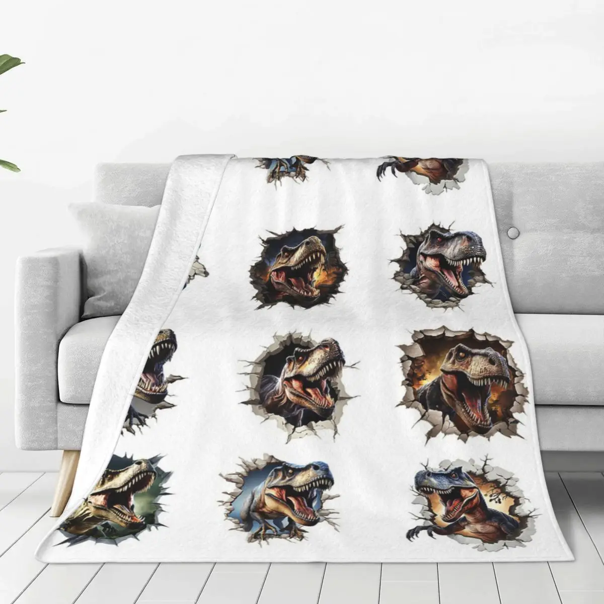 Dinosaurs Set Blankets Flannel Super Soft Sofa Throw Blankets For Home Bedroom Office Throws Bedspread Quilt