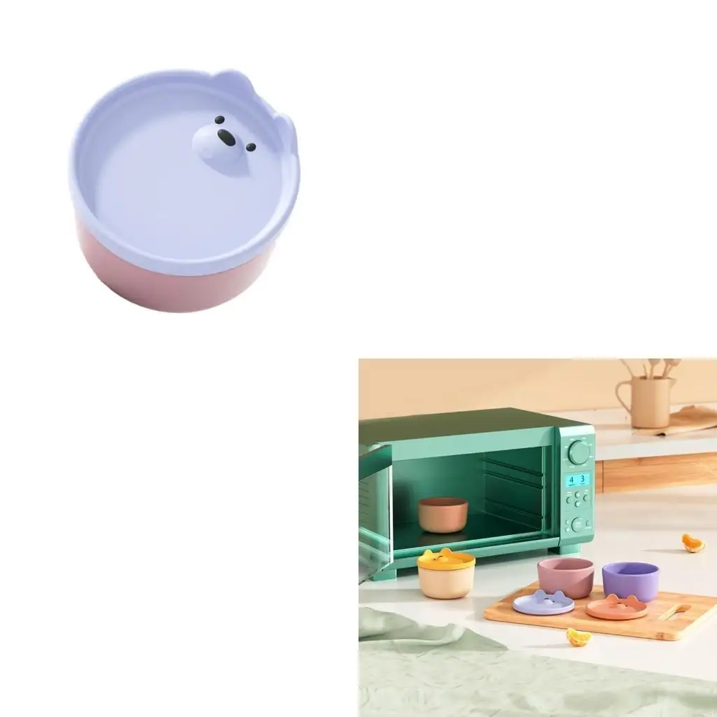 

Baby Bowl Cartoon Bear Bowl Drop Resistant Microwave and Dishwasher Safe Soft Baby Complementary Bowl Baby Utensils 425F