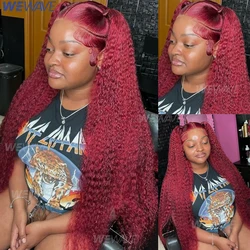 Red Curly Wigs 99J Burgundy 13X6 Hd Lace Frontal Human Hair Wig Colored Deep Wave Frontal Wig 13X4 Red Lace Front Human Hair Wig