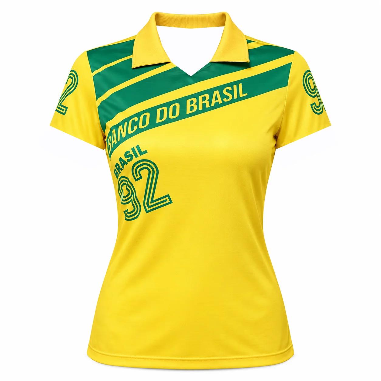 Brazil Beach Volleyball Retro Jersey 1992 Style Women Yellow Green Short Sleeve Polo Sports Shirt No.92 Vintage Team Uniform