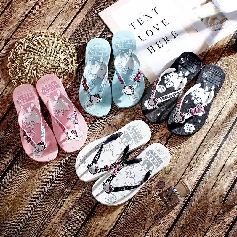 

Sanrio Cartoon Hello Kitty Kawaii Flip-Flops Summer Children Girl Slippers Light Weight Outdoor Seaside Beach Shoes Fashion Gift
